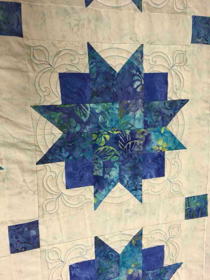 blue flower quilt beautiful custom quilting