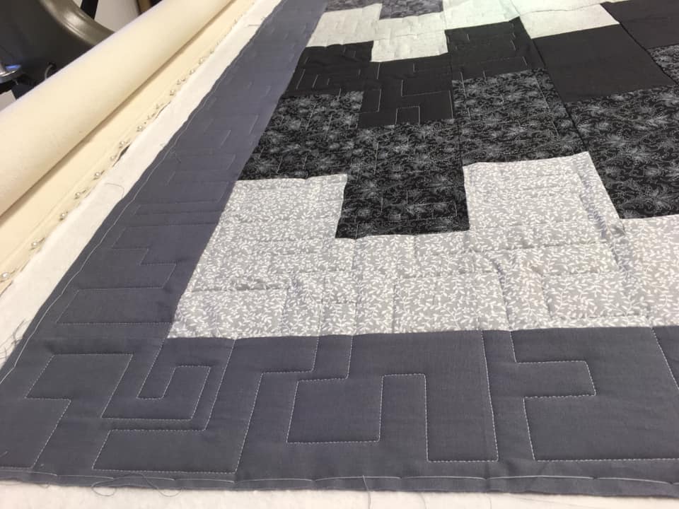 shades of grey quilt edge to edge quilting close up